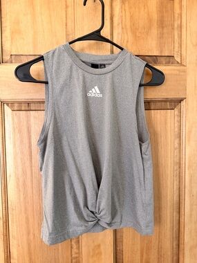 adidas Gray Knot-Front Athletic Tank